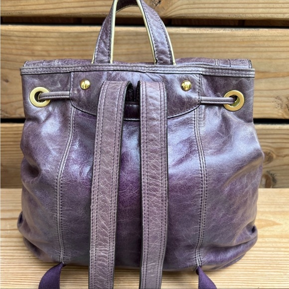 Rare Coach Distressed Leather Drawstring Backpack - Picture 3 of 11